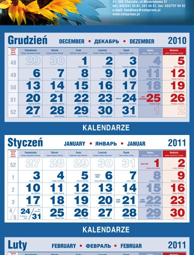 Kalendarze trójdzielne promocja - 7 Indywidualny