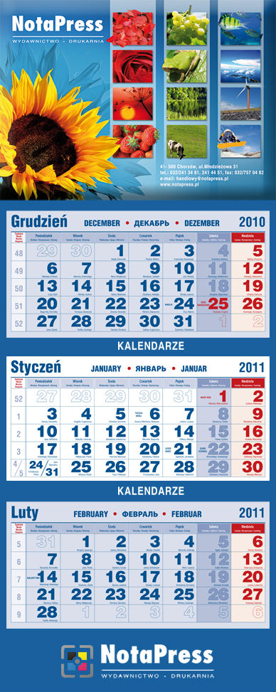 Kalendarze trójdzielne promocja - 5 Indywidualny