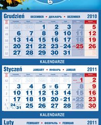 Kalendarz trójdzielny z zegarem - 9 IIndywidualny