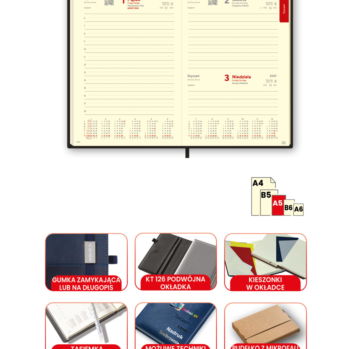 Book Calendars A5-093 (20pcs) - 7 Kalendarze książkowe A5