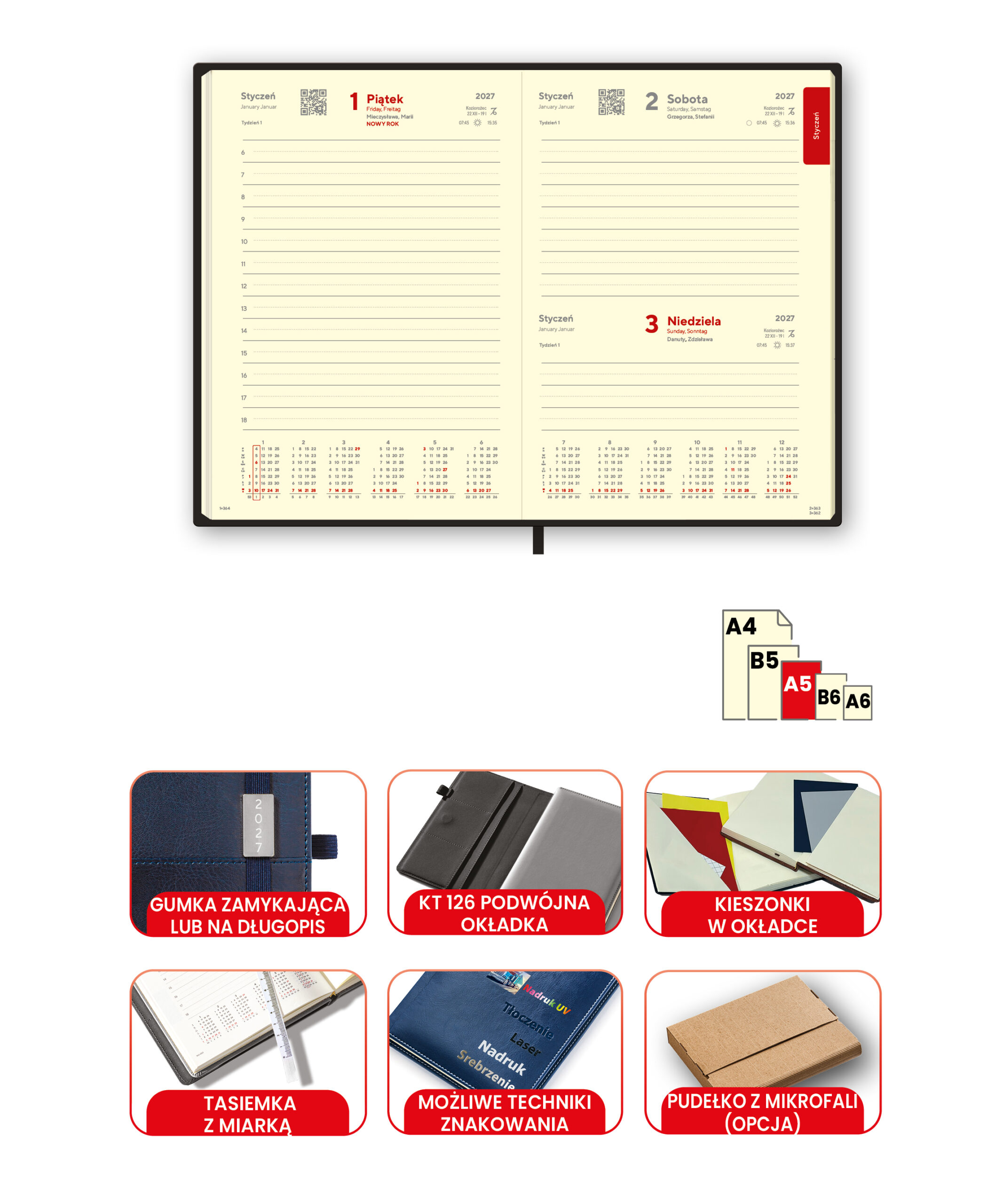 Book Calendars A5-093 (20pcs) - 5 Kalendarze książkowe A5