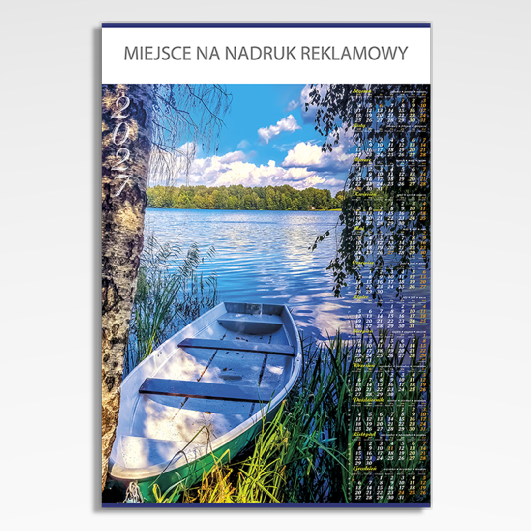 Kalendarz planszowy Łódka, widok kalendarza plakatowego B1 z łódką