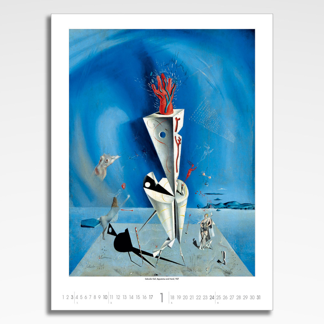 Kalendarz wieloplanszowy Salvador Dali (20szt.) - 4 kalendarz wieloplanszowy salvador dali, plansza styczeń z grafiką tematyczną