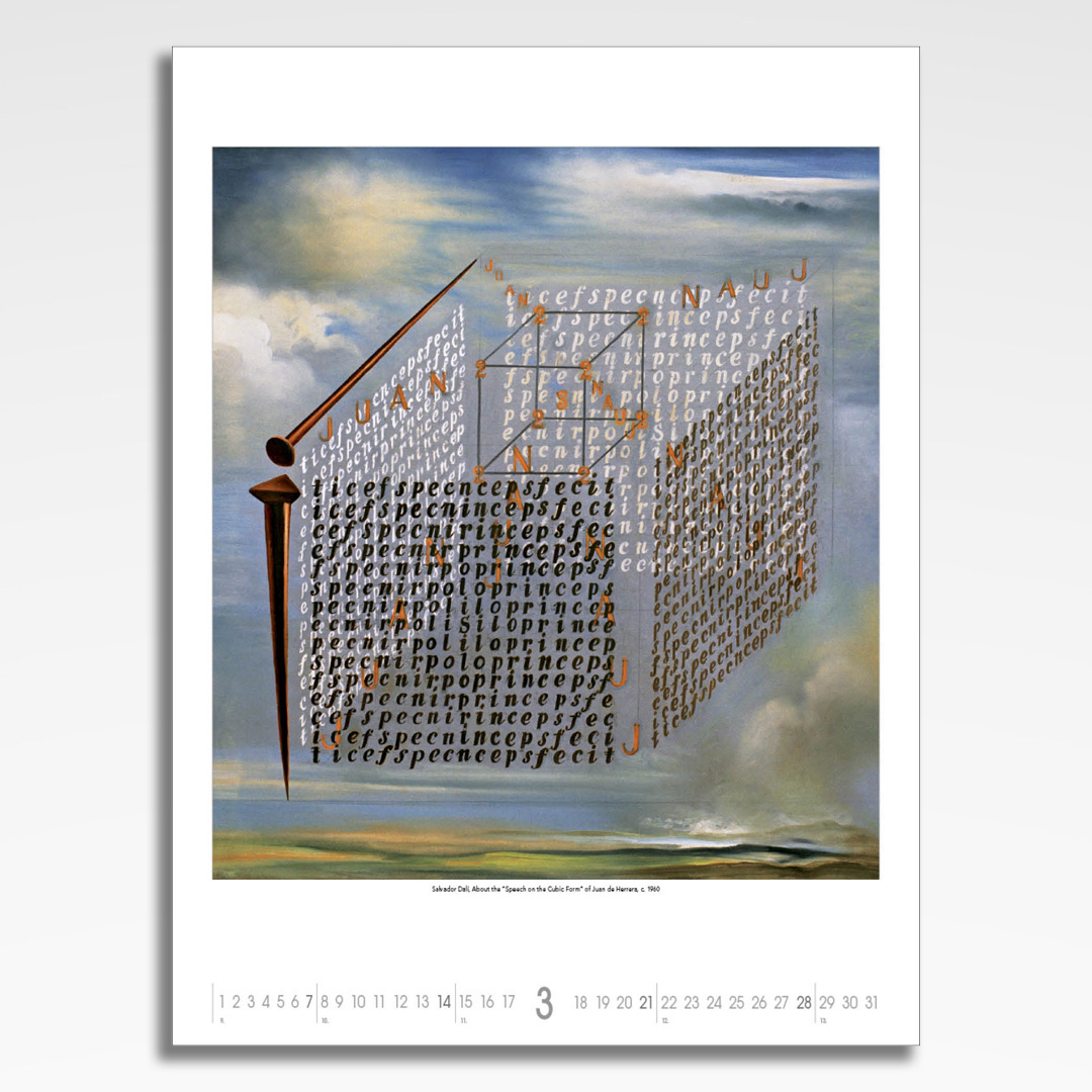 Kalendarz wieloplanszowy Salvador Dali (20szt.) - 6 kalendarz wieloplanszowy salvador dali, plansza marzec z grafiką tematyczną