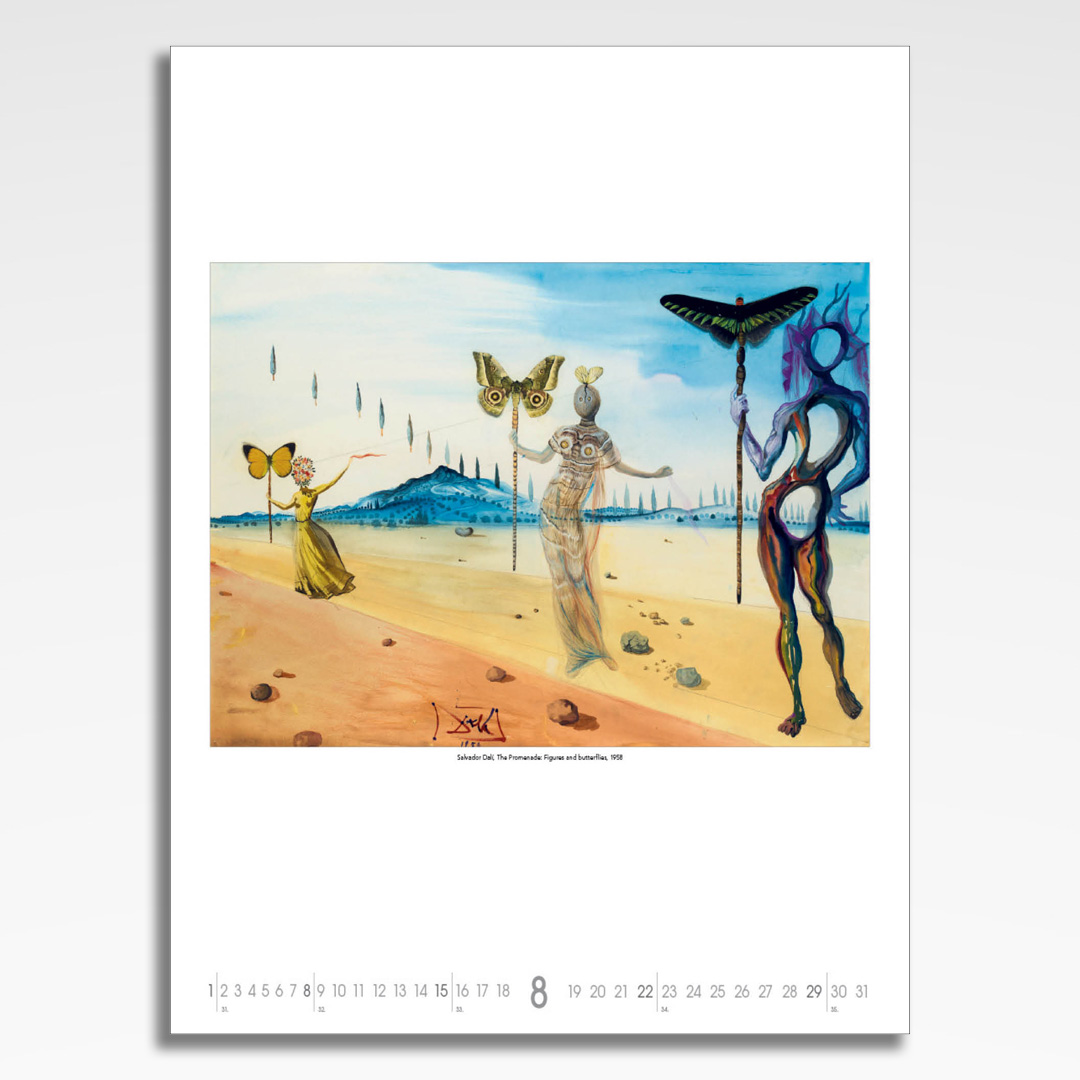 Kalendarz wieloplanszowy Salvador Dali (20szt.) - 11 kalendarz wieloplanszowy salvador dali, plansza sierpień z grafiką tematyczną