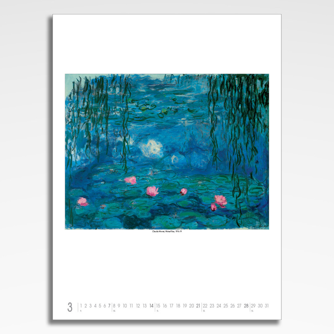 Kalendarz wieloplanszowy Claude Monet (20szt.) - 6 kalendarz wieloplanszowy claude monet, plansza marzec z grafiką tematyczną