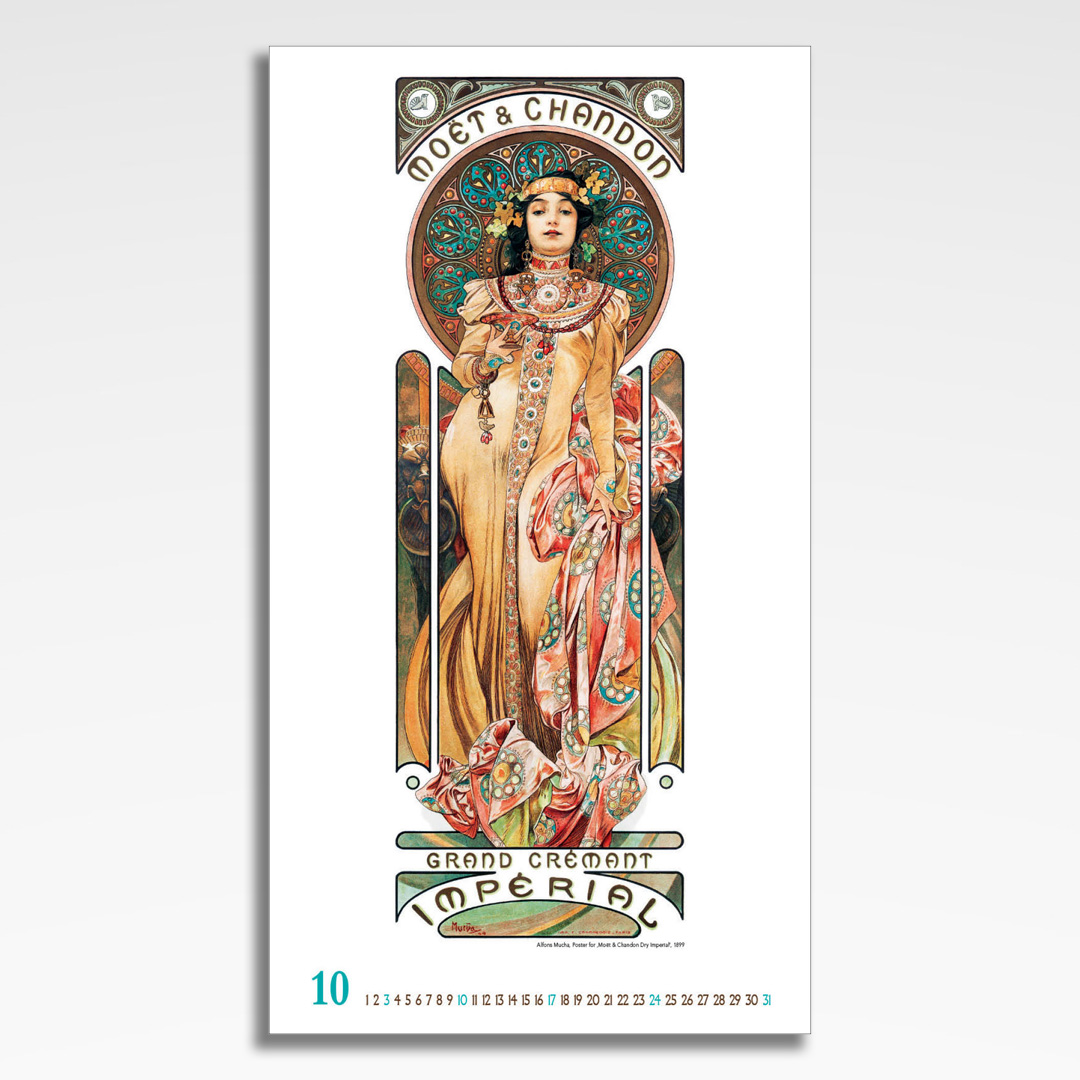 Kalendarz wieloplanszowy Alfons Mucha (20szt.) - 13 kalendarz wieloplanszowy alfons mucha, plansza październik z grafiką tematyczną