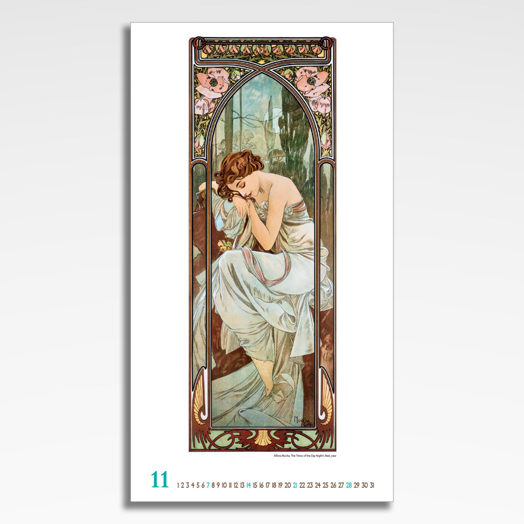 Kalendarz wieloplanszowy Alfons Mucha (20szt.) - 14 kalendarz wieloplanszowy alfons mucha, plansza listopad z grafiką tematyczną