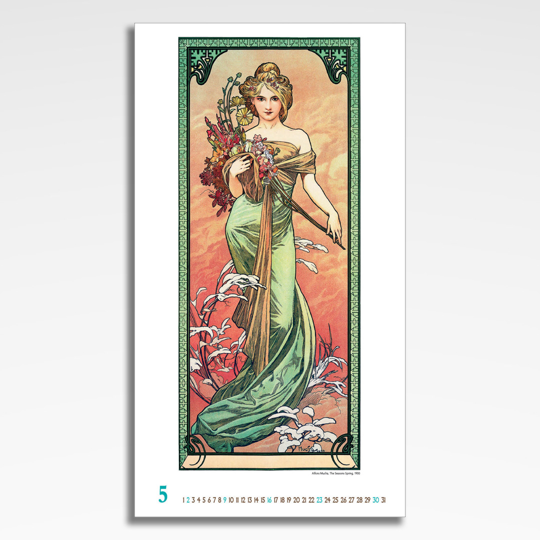 Kalendarz wieloplanszowy Alfons Mucha (20szt.) - 8 kalendarz wieloplanszowy alfons mucha, plansza maj z grafiką tematyczną