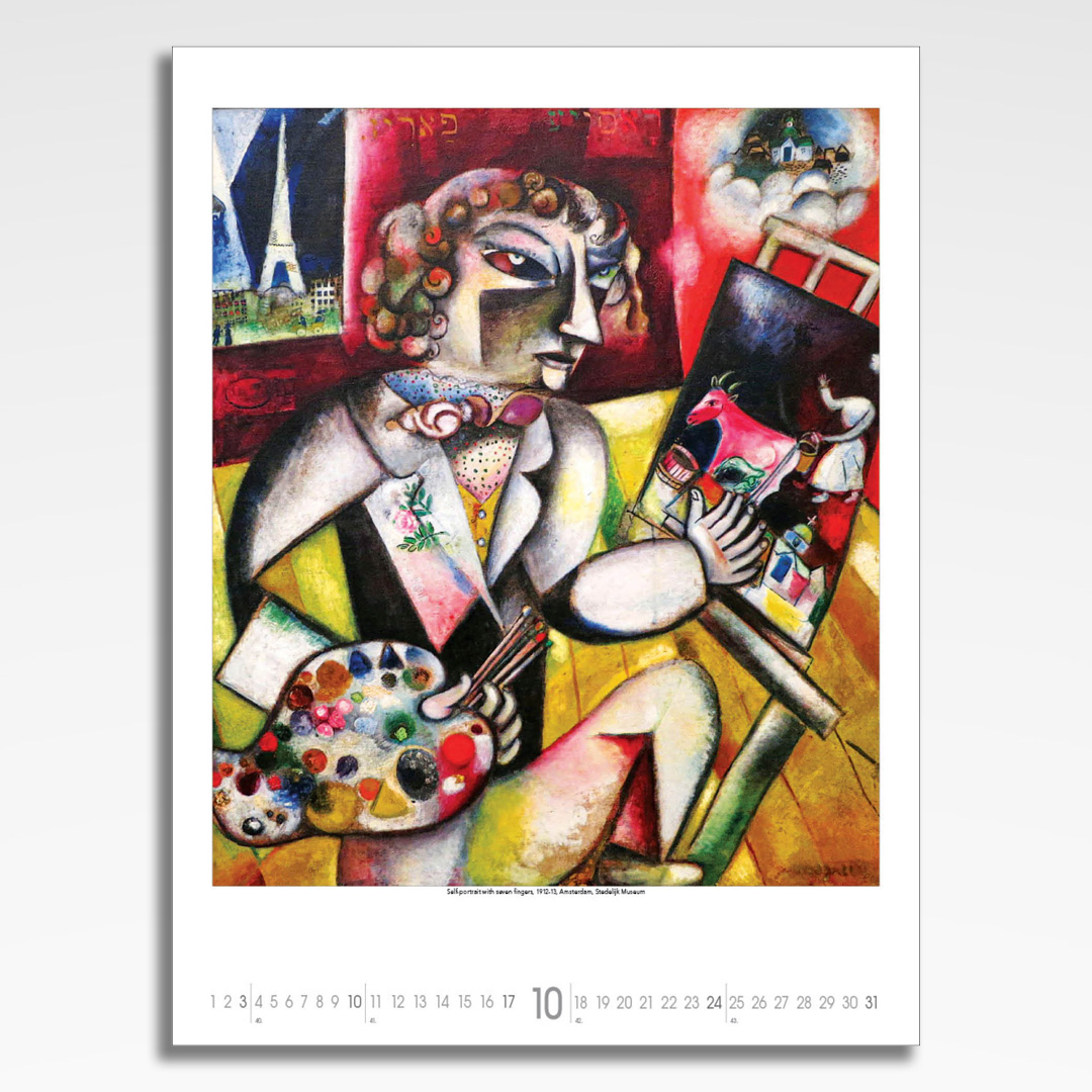 Kalendarz wieloplanszowy Marc Chagall (20szt.) - 13 kalendarz wieloplanszowy marc chagall, plansza październik z grafiką tematyczną