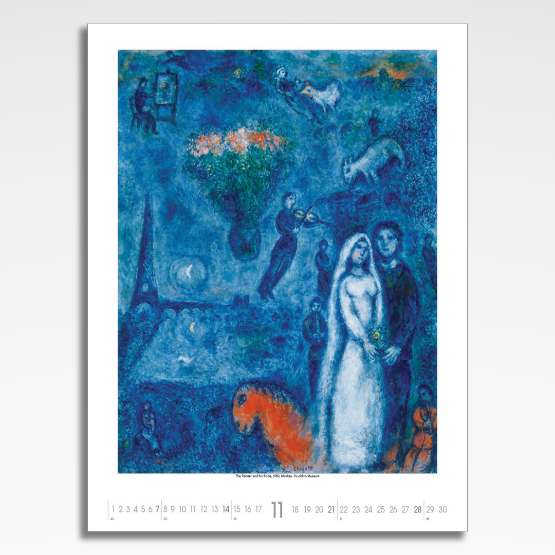 Kalendarz wieloplanszowy Marc Chagall (20szt.) - 14 kalendarz wieloplanszowy marc chagall, plansza listopad z grafiką tematyczną