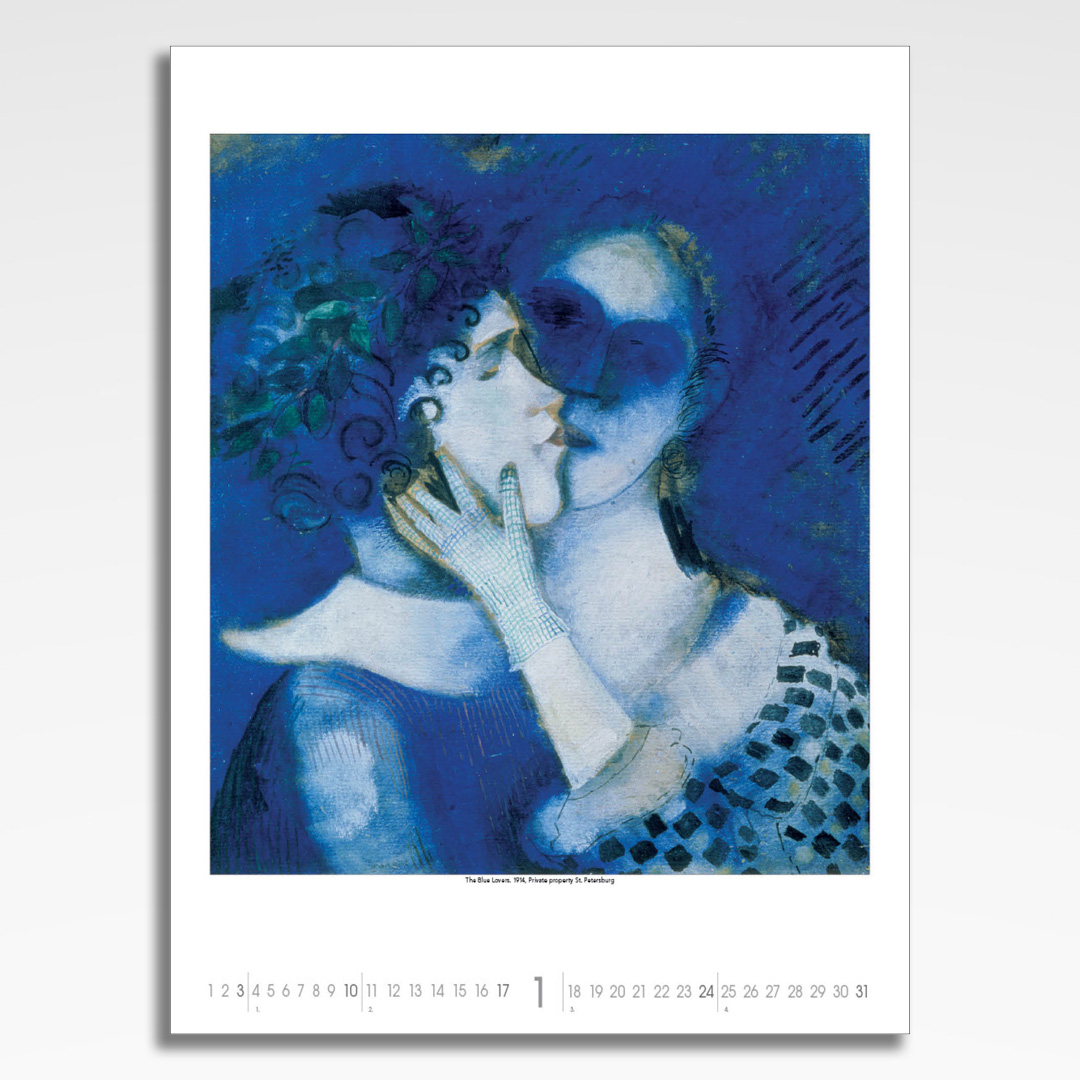 Kalendarz wieloplanszowy Marc Chagall (20szt.) - 4 kalendarz wieloplanszowy marc chagall, plansza styczeń z grafiką tematyczną