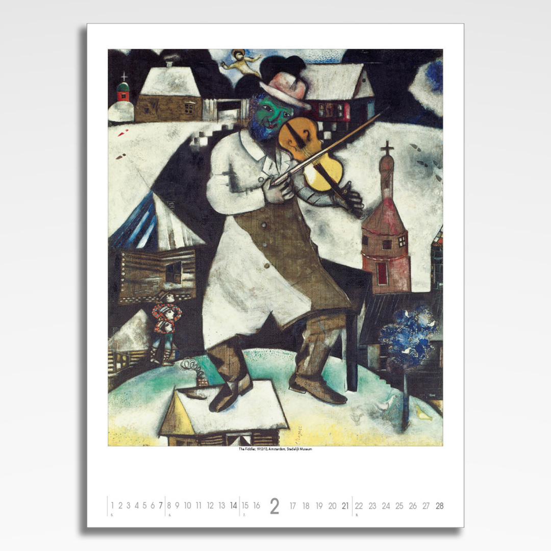 Kalendarz wieloplanszowy Marc Chagall (20szt.) - 5 kalendarz wieloplanszowy marc chagall, plansza luty z grafiką tematyczną