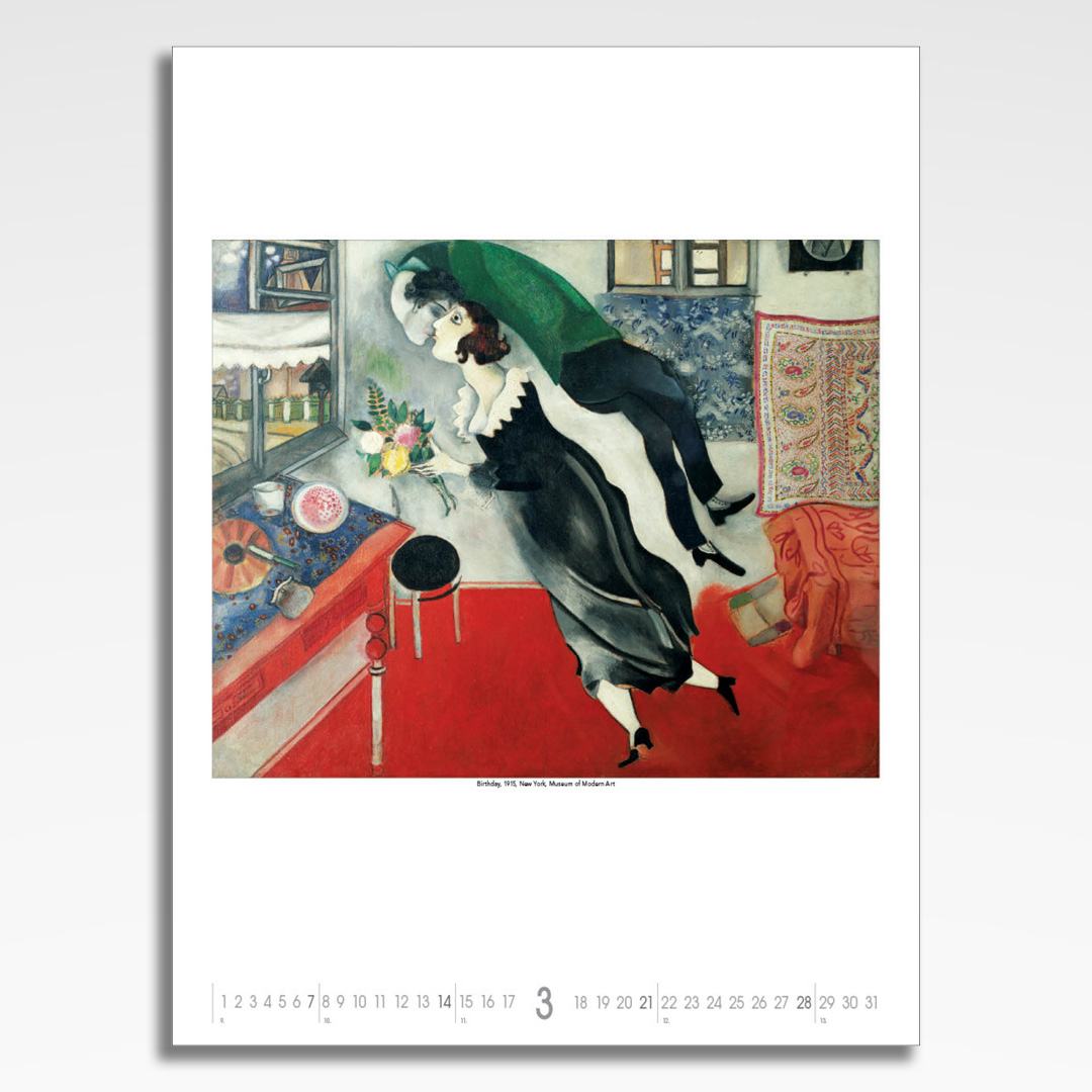 Kalendarz wieloplanszowy Marc Chagall (20szt.) - 6 kalendarz wieloplanszowy marc chagall, plansza marzec z grafiką tematyczną