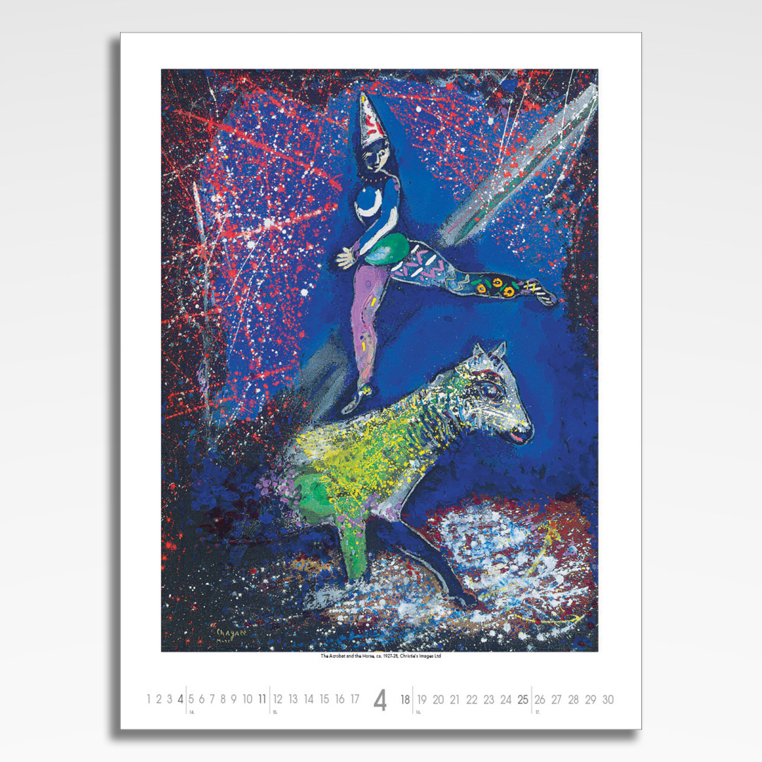 Kalendarz wieloplanszowy Marc Chagall (20szt.) - 7 kalendarz wieloplanszowy marc chagall, plansza kwiecień z grafiką tematyczną