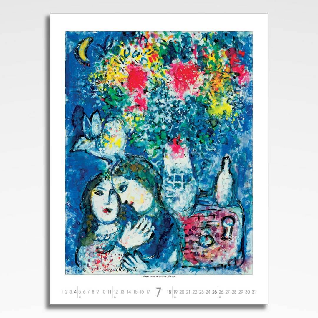 Kalendarz wieloplanszowy Marc Chagall (20szt.) - 10 kalendarz wieloplanszowy marc chagall, plansza lipiec z grafiką tematyczną