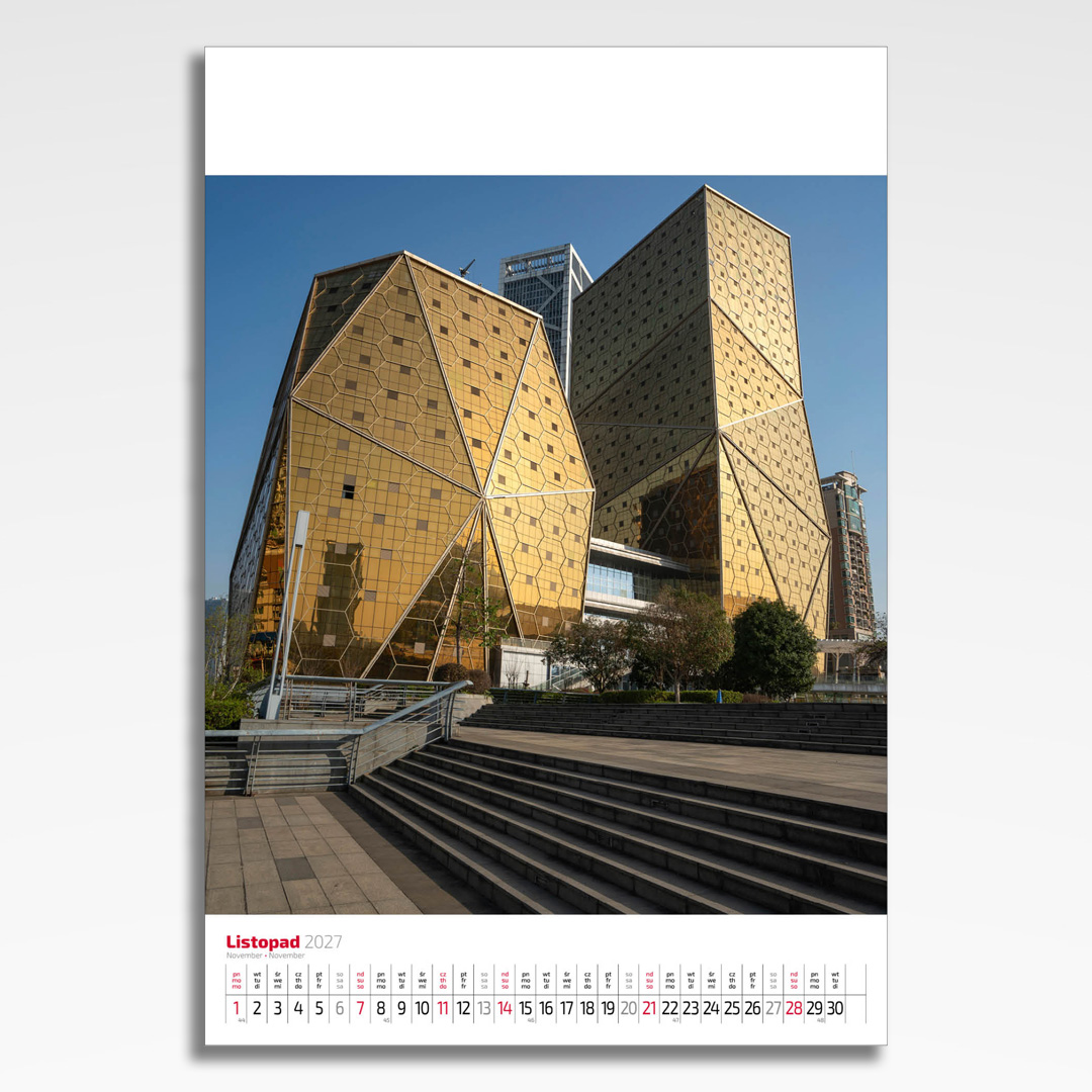 Kalendarz wieloplanszowy Świat Architektury (20szt.) - 14 kalendarz wieloplanszowy świat architektury, plansza listopad z grafiką tematyczną