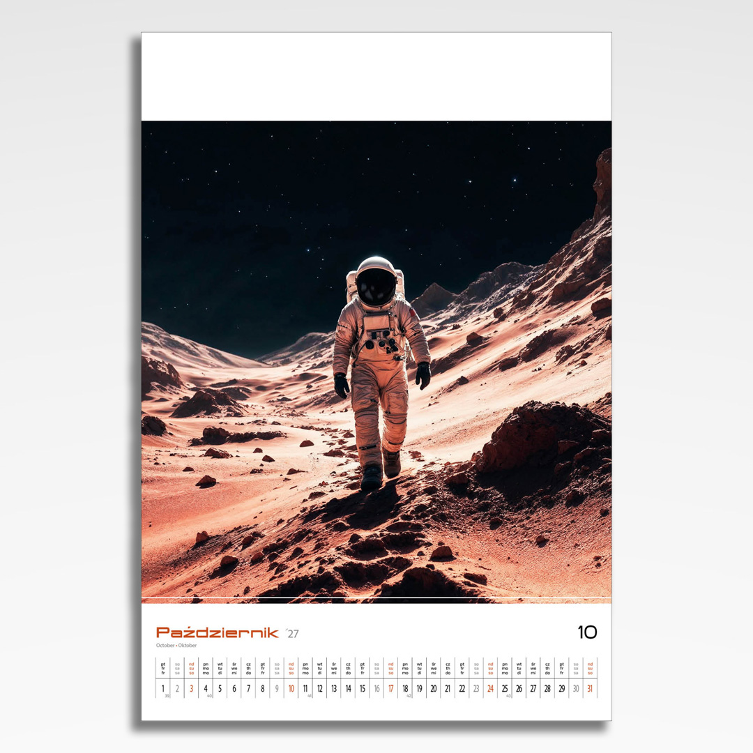 Kalendarz wieloplanszowy Space (20szt.) - 13 kalendarz wieloplanszowy space, plansza październik z grafiką tematyczną