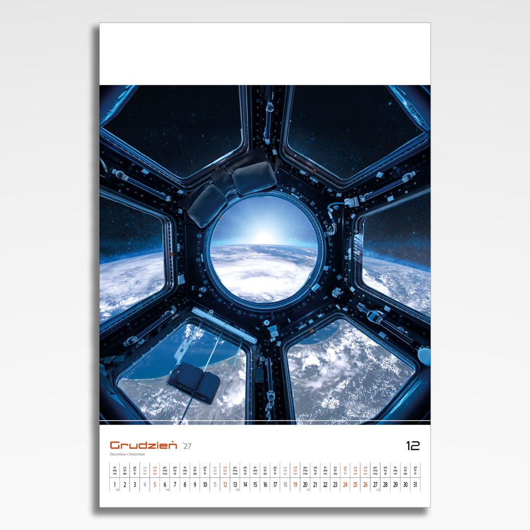Kalendarz wieloplanszowy Space (20szt.) - 15 kalendarz wieloplanszowy space, plansza grudzień z grafiką tematyczną