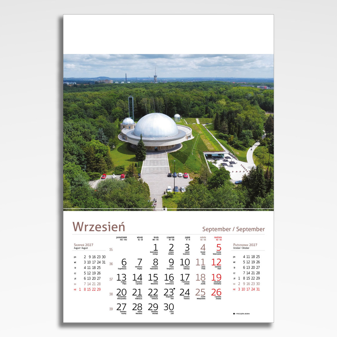 Kalendarz wieloplanszowy Polska z Lotu Ptaka (20szt.) - 12 kalendarz wieloplanszowy polska z lotu ptaka, plansza wrzesień z grafiką tematyczną