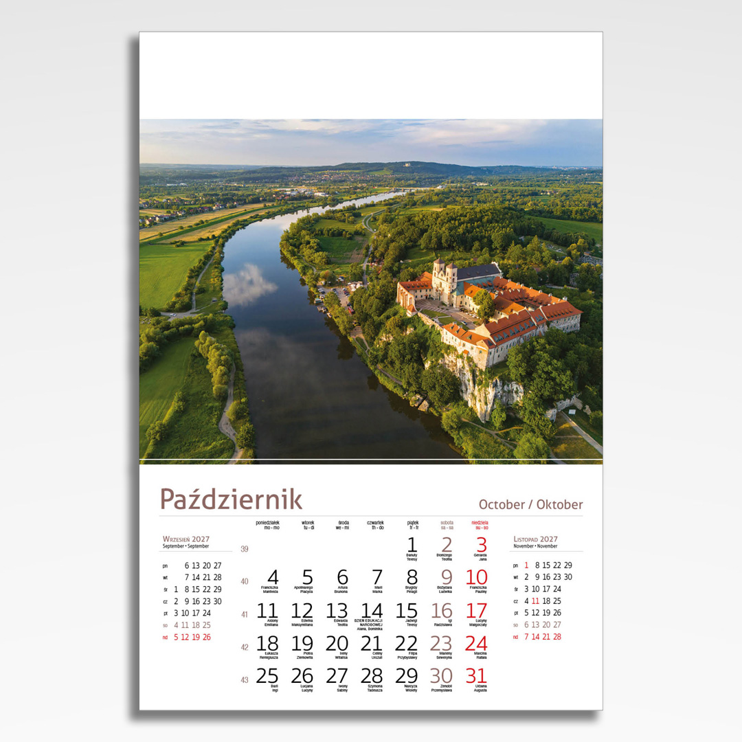 Kalendarz wieloplanszowy Polska z Lotu Ptaka (20szt.) - 13 kalendarz wieloplanszowy polska z lotu ptaka, plansza październik z grafiką tematyczną