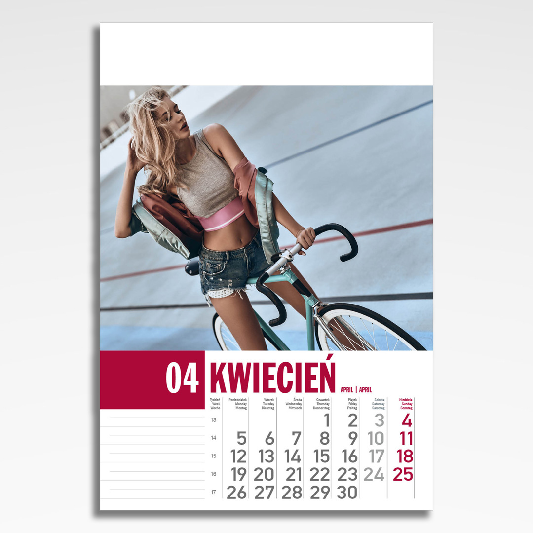 Kalendarz wieloplanszowy Sporties (20szt.) - 7 kalendarz wieloplanszowy sporties, plansza kwiecień z grafiką tematyczną