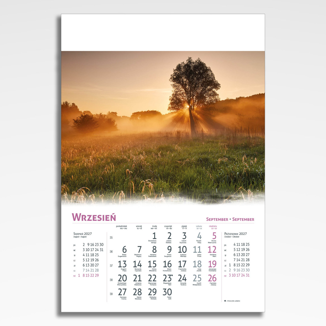 Kalendarz wieloplanszowy Magiczna Polska (20szt.) - 12 kalendarz wieloplanszowy magiczna polska, plansza wrzesień z grafiką tematyczną