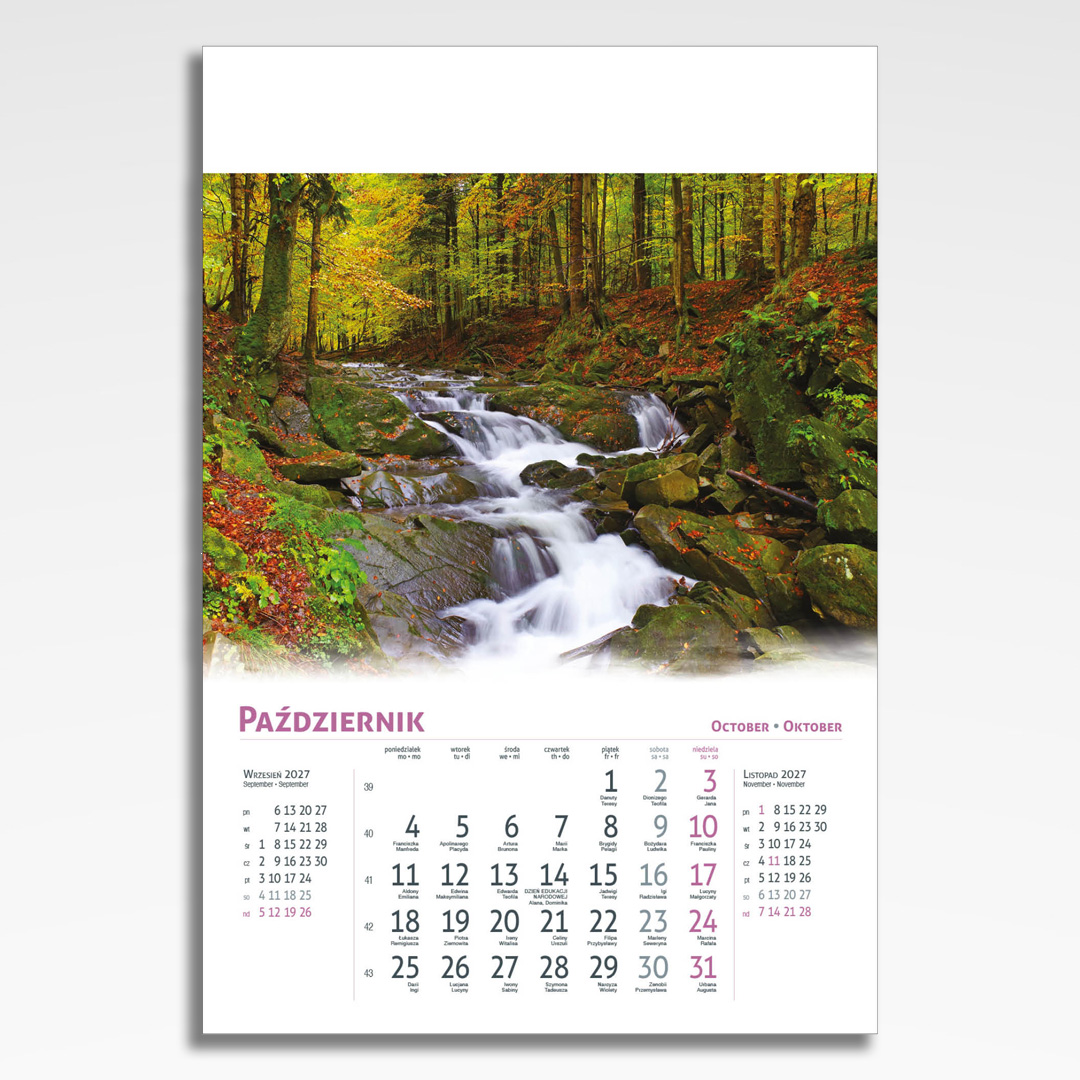 Kalendarz wieloplanszowy Magiczna Polska (20szt.) - 13 kalendarz wieloplanszowy magiczna polska, plansza październik z grafiką tematyczną
