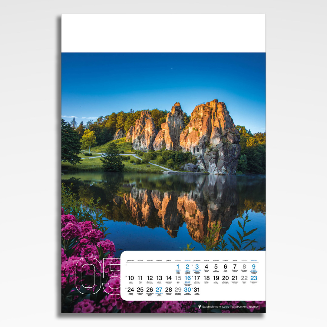 Kalendarz wieloplanszowy Geographica (20szt.) - 8 kalendarz wieloplanszowy geographica, plansza maj z grafiką tematyczną