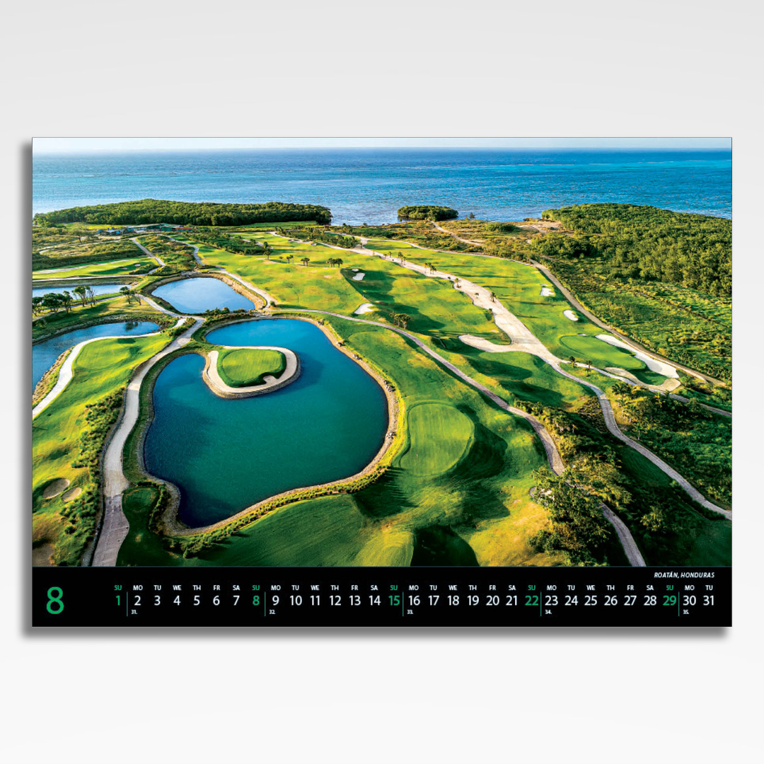 Kalendarz wieloplanszowy Golf (20szt.) - 11 kalendarz wieloplanszowy golf, plansza sierpień z grafiką tematyczną