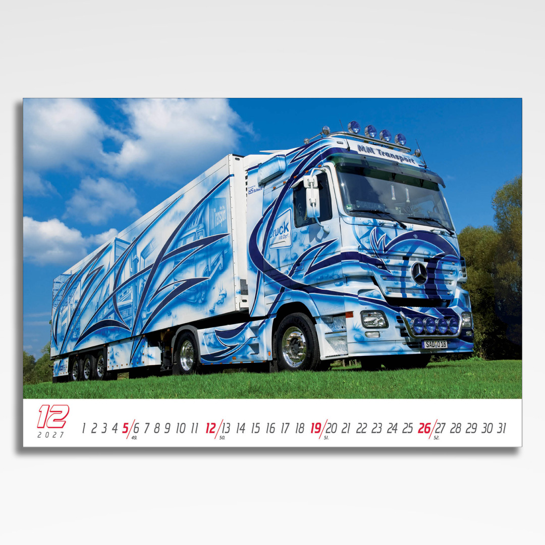 Kalendarz wieloplanszowy Trucks (20szt.) - 15 kalendarz wieloplanszowy trucks, plansza grudzień z grafiką tematyczną