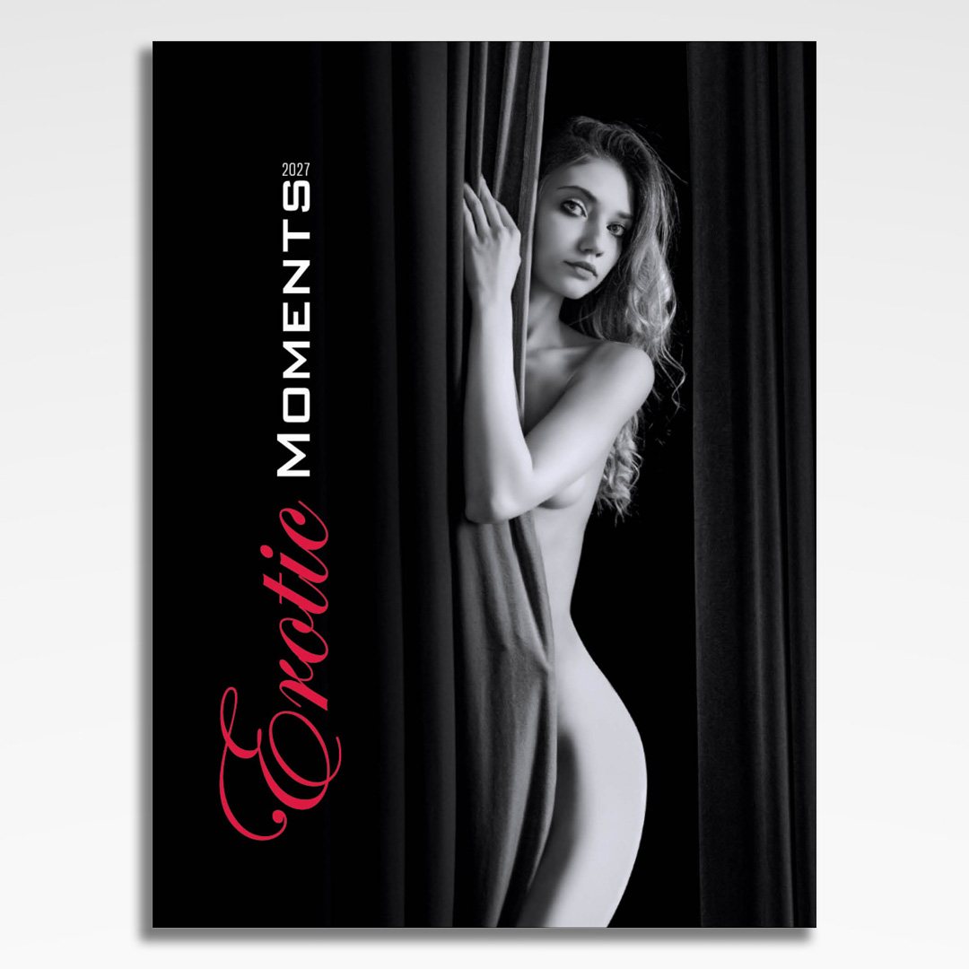 kalendarz wieloplanszowy erotic moments, okładka kalendarza z grafiką tematyczną i spiralą Wire-O