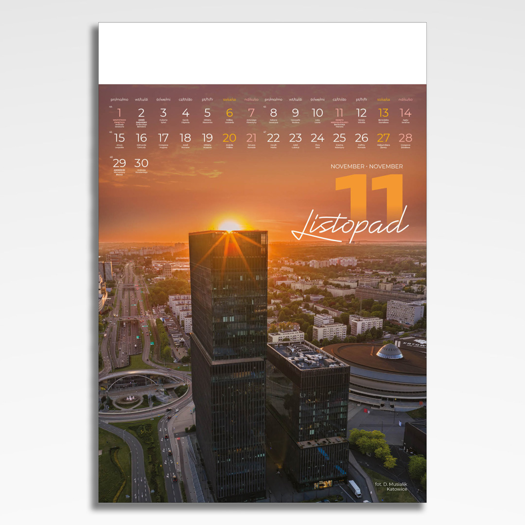 Kalendarz wieloplanszowy Silesia (20szt.) - 14 kalendarz wieloplanszowy silesia, plansza listopad z grafiką tematyczną