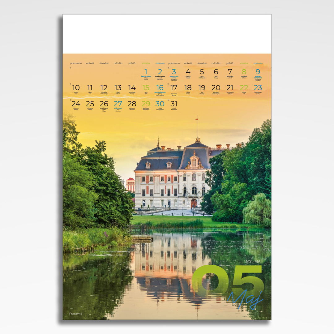 Kalendarz wieloplanszowy Silesia (20szt.) - 8 kalendarz wieloplanszowy silesia, plansza maj z grafiką tematyczną