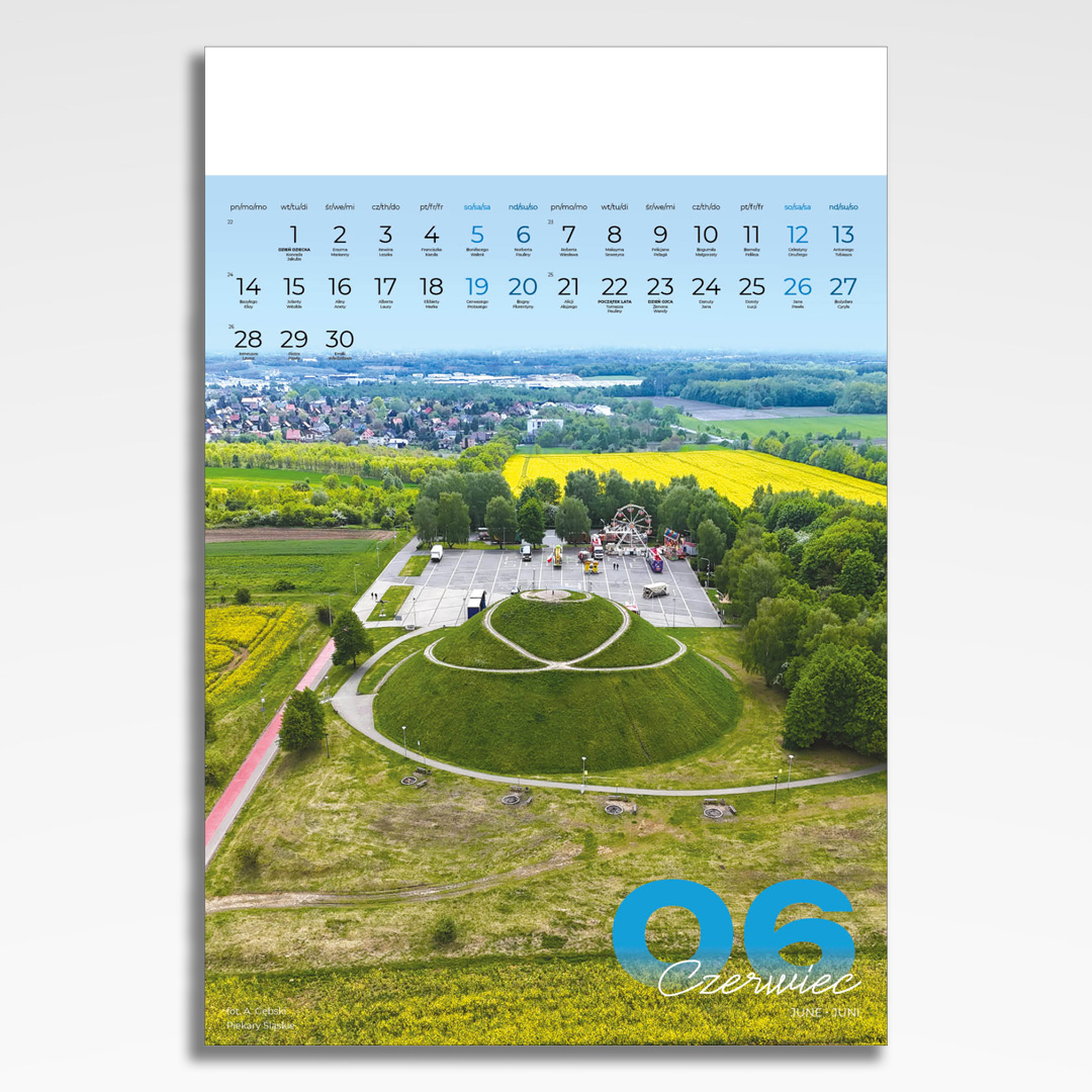 Kalendarz wieloplanszowy Silesia (20szt.) - 9 kalendarz wieloplanszowy silesia, plansza czerwiec z grafiką tematyczną