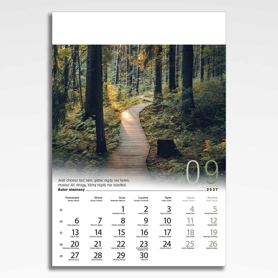 Kalendarz wieloplanszowy Inspiracje (20szt.) - 12 kalendarz wieloplanszowy inspiracje, plansza wrzesień z grafiką tematyczną