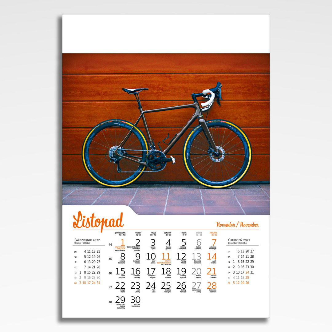 Kalendarz wieloplanszowy Bicycle (20szt.) - 14 kalendarz wieloplanszowy bicycle, plansza listopad z grafiką tematyczną
