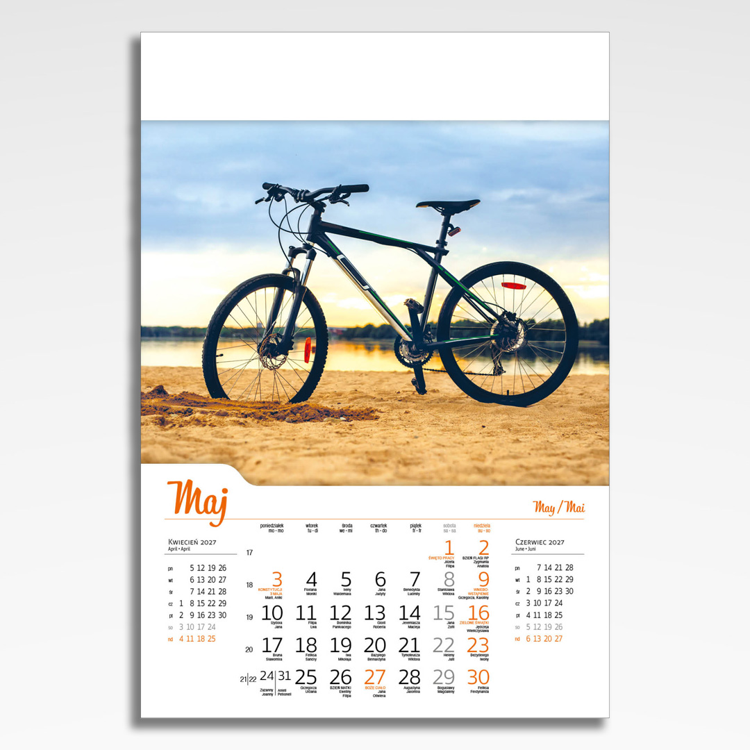 Kalendarz wieloplanszowy Bicycle (20szt.) - 8 kalendarz wieloplanszowy bicycle, plansza maj z grafiką tematyczną